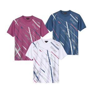 Atlas For Men Mens Sports T-Shirt (Pack of 3) / Purple/White/Blue